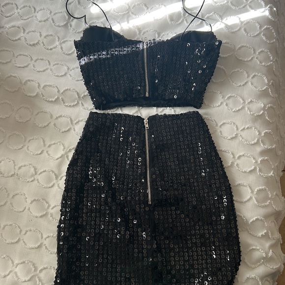 Oh Polly DISCO BALL EMBELLISHED crop top and mini skirt - Picture 2 of 5